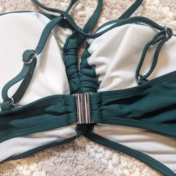 Tropical One Piece Plunge Neckline Cutout Criss Cross Swimsuit Size M - Picture 7 of 7